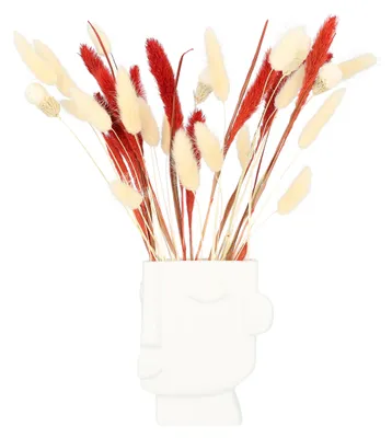 Produktbild von QUVIO Vase - Gesicht - Dekoration - Vase - Blumenvase - Vasen - Für echte Blumen - Für Trockenblumen - Heimdekoration - Für den Innenbereich - Keramik - Weiß