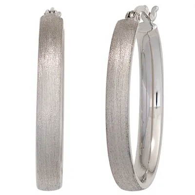 Produktbild von Creolen 27,2mm Ohrringe 925 Silber glänzend oval mattiert Ohrschmuck Damen