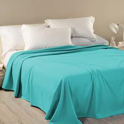Tagesdecke Dobby 220x260 cm hellblau, 50% Baumwolle/Polyester