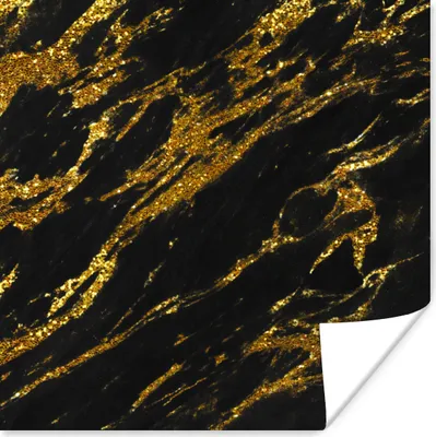 Produktbild von MuchoWow® Poster Marmor - Gold - Glitter - Schwarz 50x50 cm - Wohnzimmerdekoration