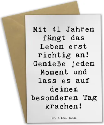 Produktbild von Mr. & Mrs. Panda Klappkarte Spruch 41. Geburtstag - Weiß - Geschenk, Geburtstagswünsche 41, dankeskarten, einladungskarten, Glückwunschkarte, weihnachtskarten, Jahre