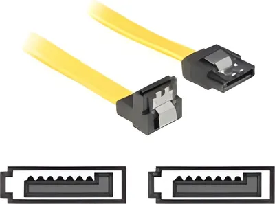Produktbild von DELOCK SATA-Kabel SATA -> SATA down St/St 0.50m gelb Clips