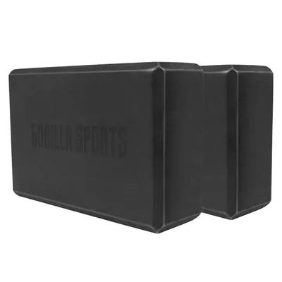 Produktbild von GORILLA SPORTS® Yoga Block - 2er Set, 23,5 x 15 x 8 cm, für Yoga und Pilates, bis 150 kg Belastbar, Rutschfest, Eva Schaumstoff, Schwarz - Yogablock, Yogaklotz, Yogablöcke, Yoga Klotz