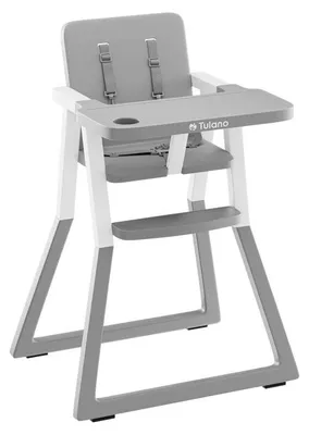 Image de Chaise haute pliante Tulano Morsel 25 | Peu encombrante et pliable | de 6 mois à 3 ans | Plateau amovible | Harnais 5 points | Gris/Blanc