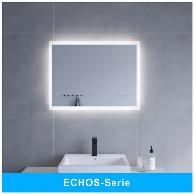 Produktbild von AQUABATOS® ECHOS-Serie 80x60 cm LED Badspiegel mit Beleuchtung Dimmbar Kaltweiß Beschlagfrei Badezimmerspiegel Beleuchtet Wandspiegel Licht Antibeschlag lichtspiegel Antifog