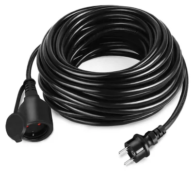 Immagine prodotto di Cavo di prolunga QEENTOE da 20 metri con protezione, cavo elettrico per esterni IP44 con spina Schuko, cavo di alimentazione da 230 V con messa a terra, fino a 3500 W, robusto cavo per cantieri, giardino, officina e uso esterno, colore nero