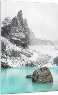 Produktbild von Bilder auf glas - Einteilig - Berge See Schnee - 70x100cm - Glasbilder - Wandbilder - Bilder - zum Aufhängen bereit - Wanddekoration aus Glas - Glas Bilder - Wandbild auf Glas - GPA70x100-4377