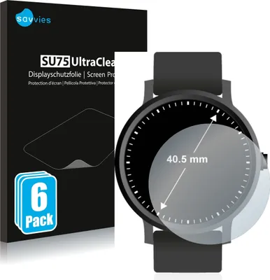 Produktbild von 6x Für Armbanduhren (Kreisrund, ø: 40.5 mm) Schutzfolie Savvies Displayschutz Display Schutz Folie Klar Transparent
