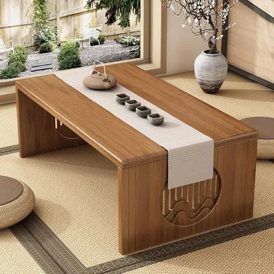 Produktbild von Faltbare Bodentisch - Bambus Meditatationstisch - Tragbarer Teetisch - 80 x 37 x 30 cm