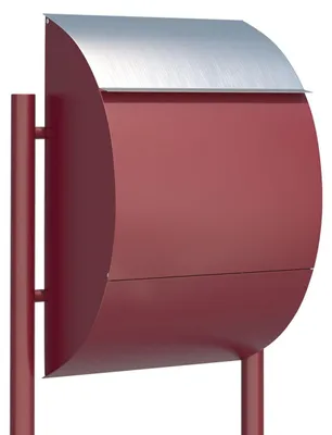 Produktbild von Standbriefkasten Jumbo in Rot mit Edelstahlklappe