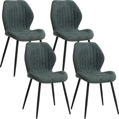 Produktbild von Esszimmerstühle, Set aus 4 - Mit Rückenlehne - Sessel - Wohnzimmerstühle - Schalenstühle - Bequemer Bezug aus Leinenstoff