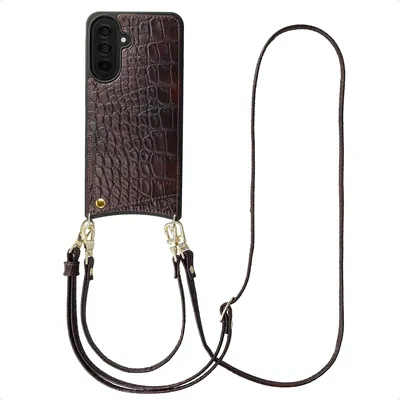 Immagine prodotto di Custodia per cellulare Selencia Nova Croco con cordino e porta carte per Samsung Galaxy A37 (5G) - Choco Brown