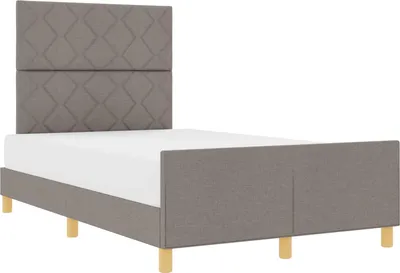 Image de vidaXL Cadre de lit avec tête de lit taupe 120 x 190 cm Tissu