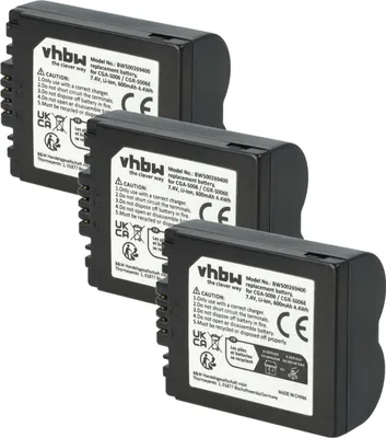 Produktbild von vhbw 3x Akku kompatibel mit Panasonic Lumix DMC-FZ8 Kamera (600 mAh, 7,2 V, Li-Ion)