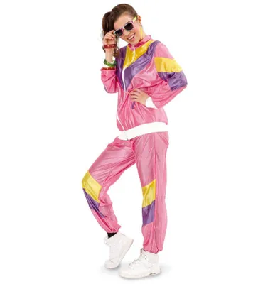 Produktbild von Jogginganzug Retro 80er Jahre Trainingsanzug Assi Proll knallig schrill pink Bad Taste (L)