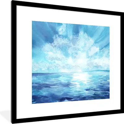 Produktbild von MuchoWow® MuchoWow® Gerahmtes Poster Meer - Himmel - Sonne 40x40 cm - Poster mit zchwarzem Bilderrahmen - Poster - Plakat im Rahmen