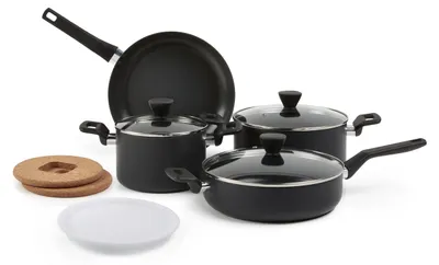 Produktbild von A. Basics 10-teiliges Keramik-Antihaft-Kochgeschirr-Set, Stapelbar, Töpfe und Pf