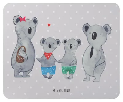 Produktbild von Mr. & Mrs. Panda Mauspad Koala Familie zwei - Grau Pastell - Geschenk, Koalabär, mousematte, Zusammen, Muttertag, laptop, Mousepad, pc, Mouse Pad