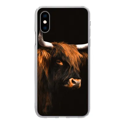 Produktbild von MuchoWow® Handyhülle Schutzhülle Hülle für iPhone X Schottischer Highlander - Vlies - Kuh Silikon Softcase Handy Hülle - Handyhülle