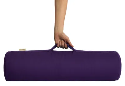 Imagen del producto de Cojín de yoga con relleno de cáscara de trigo, algodón orgánico, funda extraíble y lavable, 60x20 cm, ideal para yoga y