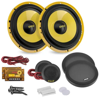 Obrázok produktu pre Pyle Reproduktorové boxy do auta Hifi 400 W - Dvojcestný reproduktor do auta - Reproduktor 165 mm podľa normy OEM v žltej farbe, povrchový reproduktor ako ozvučenie auta