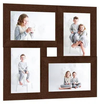 Obrázok produktu pre Kolážový rám na 4 fotografie (13 x 18 cm) v tmavohnedej farbe