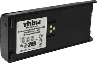 Produktbild von vhbw Akku kompatibel mit Motorola GP900, GP1200, GP2013, GP2010, HT6000, HT1000, HAT1000 Funkgerät, Walkie Talkie (1800 mAh, 7,5 V, NiMH) + Gürtelclip