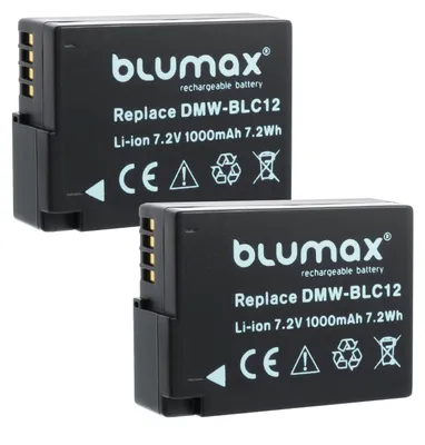 Produktbild von 2x Blumax Akku | für Panasonic DMW-BLC12 Digitalkamera | Kapazität 1000mAh |Spannung 7,2Volt | Video- und Kamerazubehör