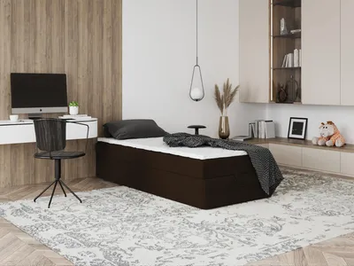Produktbild von Boxspringbett mit Bettkasten Ewora 4 Mini 100x200 cm Topper T25, Kinderbett, Jugendbett, Einzelbetten, Bett, Stauraum Polsterbett, Matratze