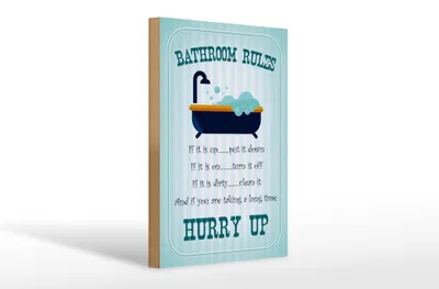 Produktbild von Holzschild Spruch 20x30cm Bathroom Rules if it is up put
