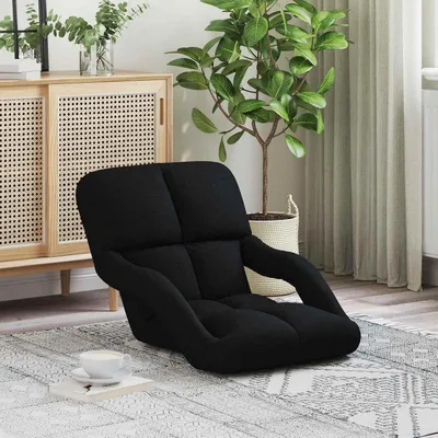 Produktbild von Verstellbarer Fußsessel aus schwarzem Stoff, 58 x 62 x 58 cm