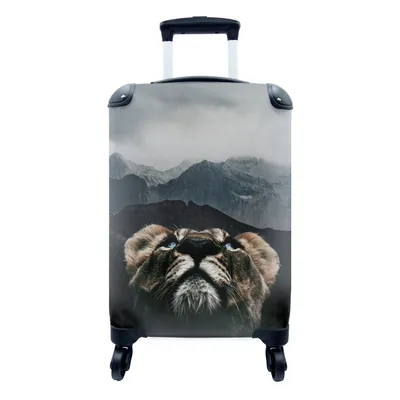 Produktbild von MuchoWow® Koffer Handgepäck Trolley Rollkoffer Kleine Reisekoffer mit 4 Rollen - Tiger - Berge - Nebel - Cabin Size < 55x40x23 cm & 55x40x20 cm - Fotokoffer - Kabinenkoffer - Boardgepäck - Reise-Box - Reisekoffer - Reisegepäck - Koffer mit Bild - Trolley für Kinder