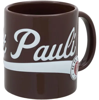 Produktbild von FC St. Pauli Kaffeebecher „Sankt Pauli“ in braun, Original Fanartikel, Keramikbecher mit „Sankt Pauli“-Schriftzug und Vereinswappen