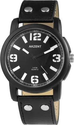 Produktbild von Akzent Herrenuhr mit Kunstlederionsarmband