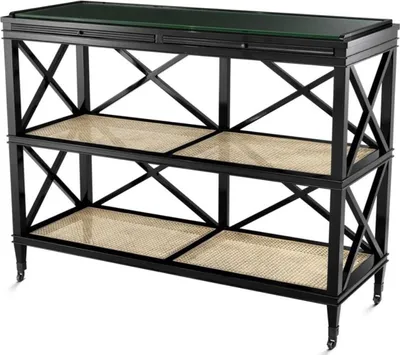 Produktbild von Casa Padrino Luxus Konsole Schwarz / Naturfarben 124 x 47 x H. 96 cm - Limited Edition