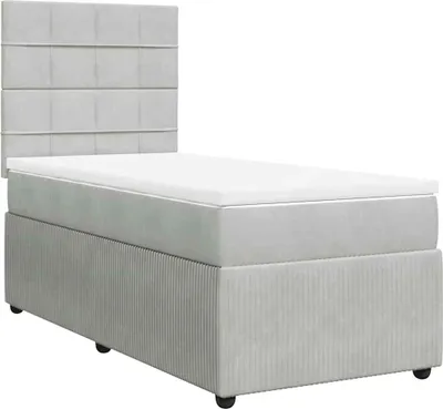 Produktbild von vidaXL Boxspringbett mit Matratze Hellgrau 90x200 cm Samt