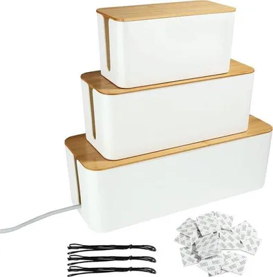 Produktbild von Famanu Kabelbox 3 Größen mit Holzdeckel - Kabelmanagement