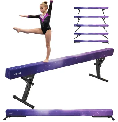 Image de VEVOR Poutre d'équilibre Gymnastique Enfants 241 cm Réglable en hauteur (5 niveaux), charge admissible 158,7 kg Poutre de gymnastique Poutre d'équilibre Poutre d'équilibre pour gymnase, Galaxy