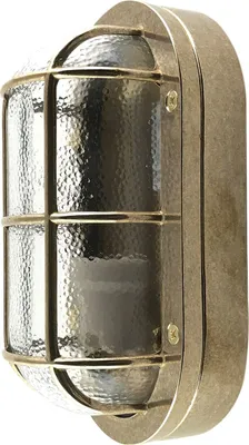 Obrázek produktu pro Venkovní světlo stěna pravé mosazné sklo Š: 23 cm IP64 v mosazi E27 námořní oválné světlo