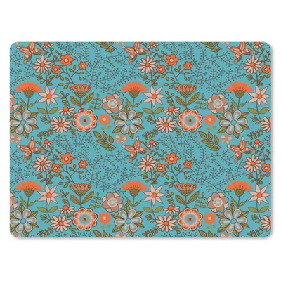 Produktbild von MuchoWow® Mauspad Mousepad Bohème - Blumen - Orange - Retro - Design 23x19 cm - Mousepads - Maus Mat - Pad - Mausunterlage - Schreibtischunterlage - Mauspad