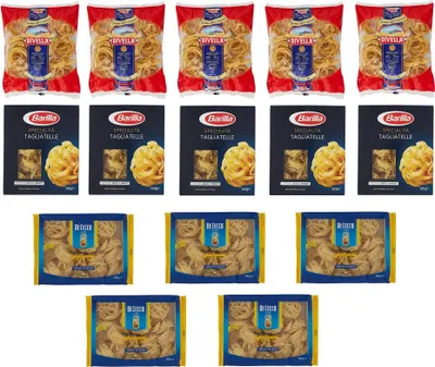 Produktbild von Testpaket Tagliatelle Barilla Divella De Cecco Italienische lange Pasta ( 15 x 500g ) Nudeln