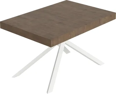 Produktbild von Niket ausziehbarer Walnusstisch 120/204x80 cm mit weißen Beinen