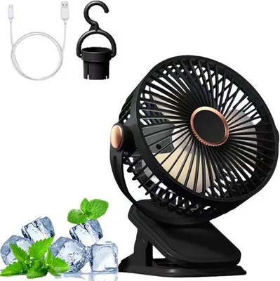 Obrázek produktu pro USB mini ventilátor – 1800 mAh – 5 stojanů – nabíjení přes USB – otočný o 360° – vhodný do kanceláře, ložnice, domácí kanceláře a na cesty