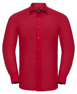 Image de Russell Collection - Chemise pour homme, mélange polyester-coton, coupe sur mesure, manches longues LT4376 (S) (rouge)