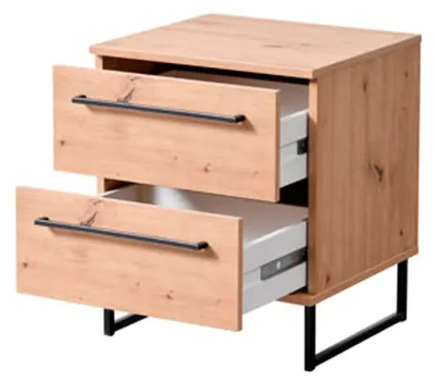 Produktbild von Dmora Nachttisch Cerignone 46x35x54h cm Eiche Rustikal, 2 Schubladen, 1 Fach
