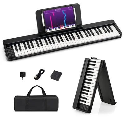 Klappbares Digitalpiano, 61 Tasten, Bluetooth, schwarz