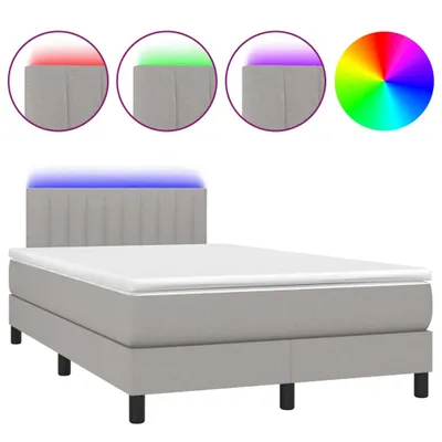 Produktbild von vidaXL Boxspringbett mit Matratze & LED Hellgrau 120x200 cm Stoff