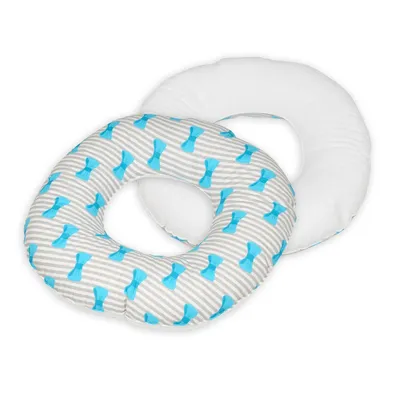 Image de Coussin rond postnatal avec nœuds blancs