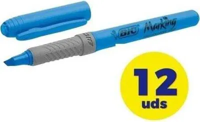 Image de Bic highlighter briteliner grip bleu pointe biseautée boîte -12u-