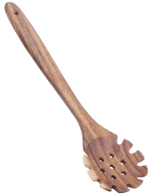 Productafbeelding van Teak houten lepel, noodlezeef van natuurlijk, voedselveilig hout voor gebruik in de keuken